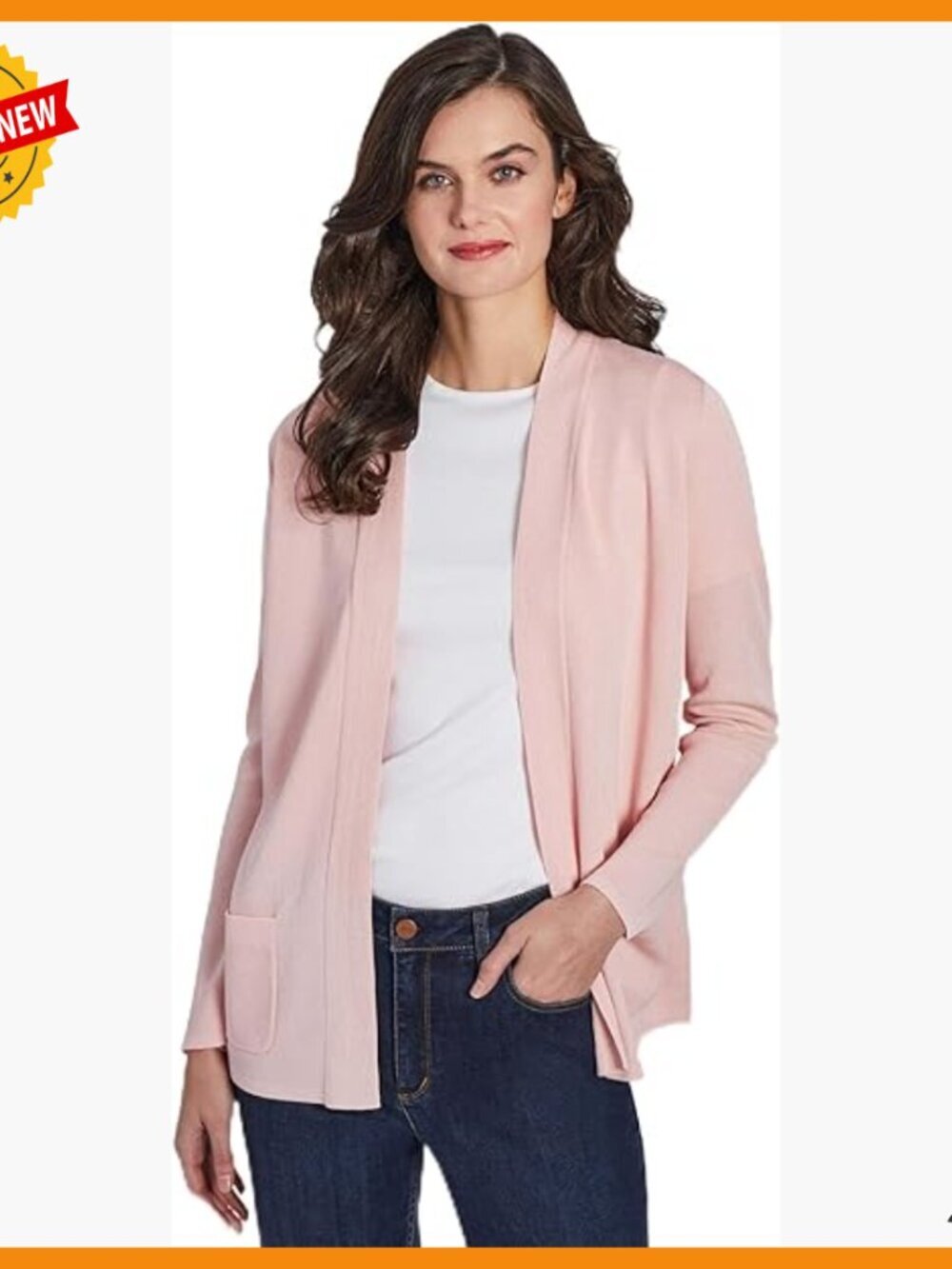 Open Front Cardigan with Novelty Placket, Long Sleeve Layering Essential
